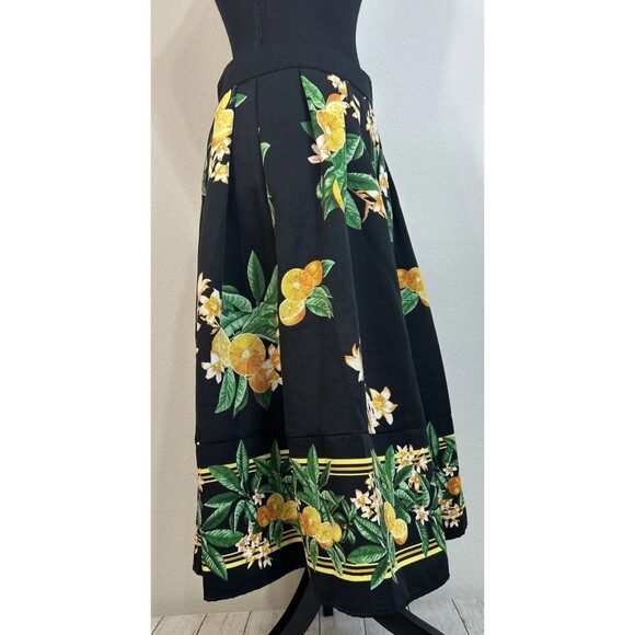 NY&C Eva Mendes Collection Black Maddie Lemon Print Skirt Size 10 - Picture 6 of 12